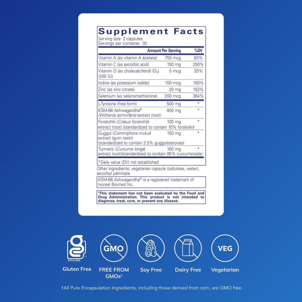 Pure Encapsulations Thyroid Support Complex capsules close-up for easy daily use.