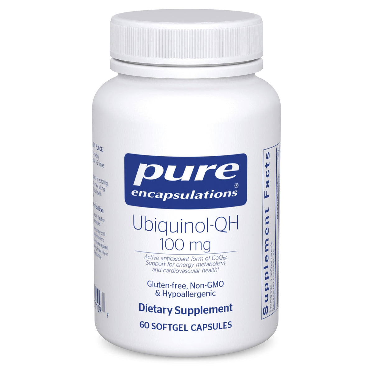 Pure Encapsulations Ubiquinol-QH bottle shown for daily energy support