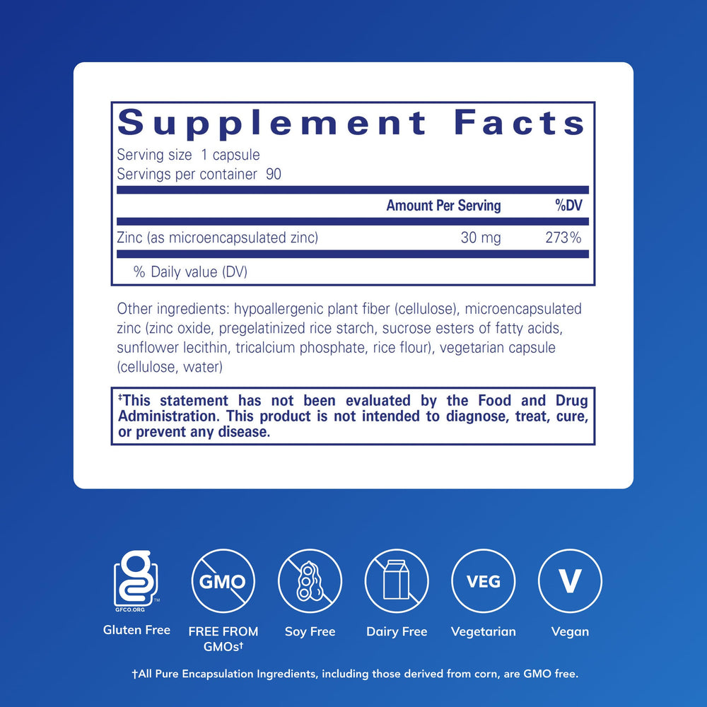 Pure Encapsulations UltraZin Zinc capsule demonstrates enhanced bioavailability.