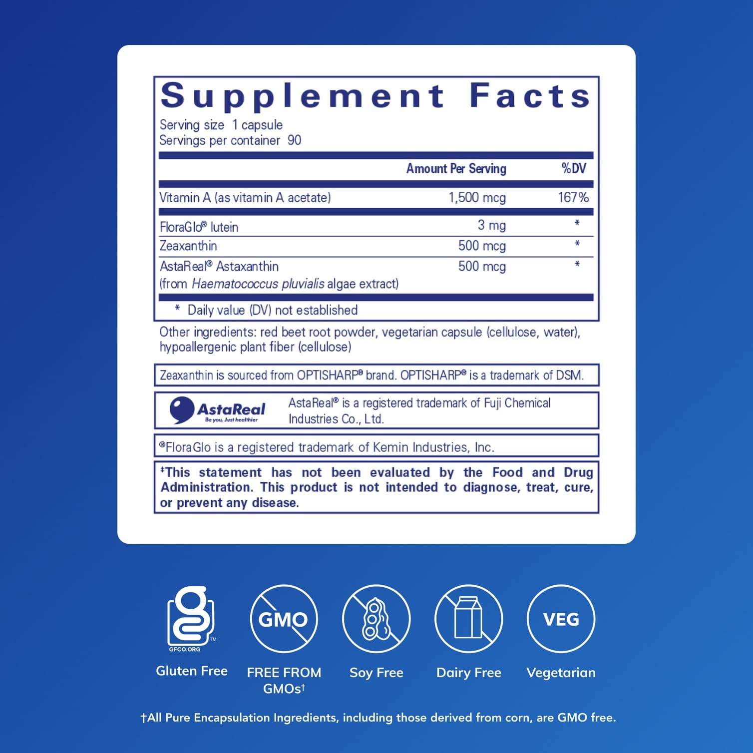 Pure Encapsulations Vitamin A + Carotenoids capsule closeup highlighting small softgels