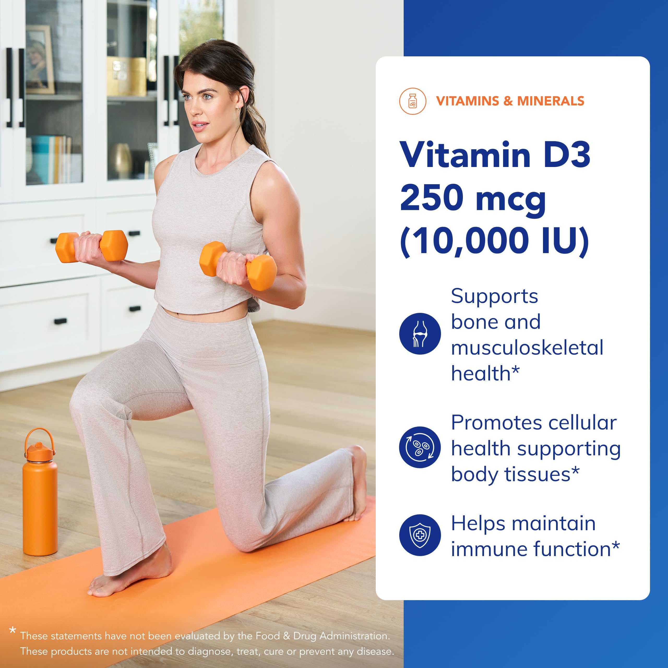 Pure Encapsulations Vitamin D3 250 mcg capsules in blister emphasize convenient daily dosing