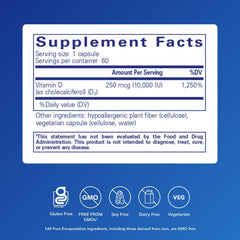 Pure Encapsulations Vitamin D3 capsules close-up, easy-to-swallow option for daily immune support