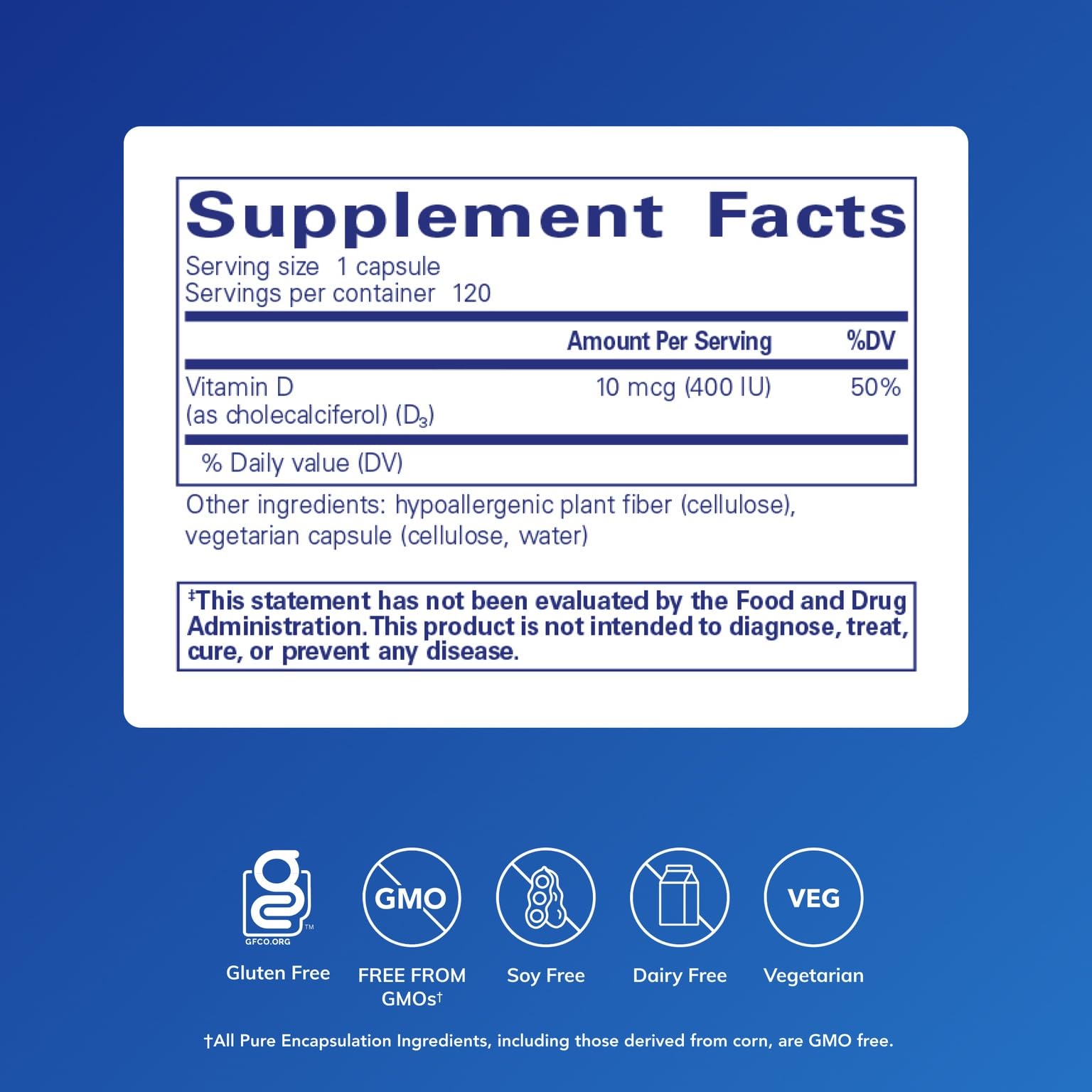 Close-up of Vitamin D3 capsules highlights hypoallergenic formula.