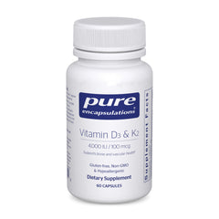 Pure Encapsulations Vitamin D3 & K2 bottle front highlighting bone health support