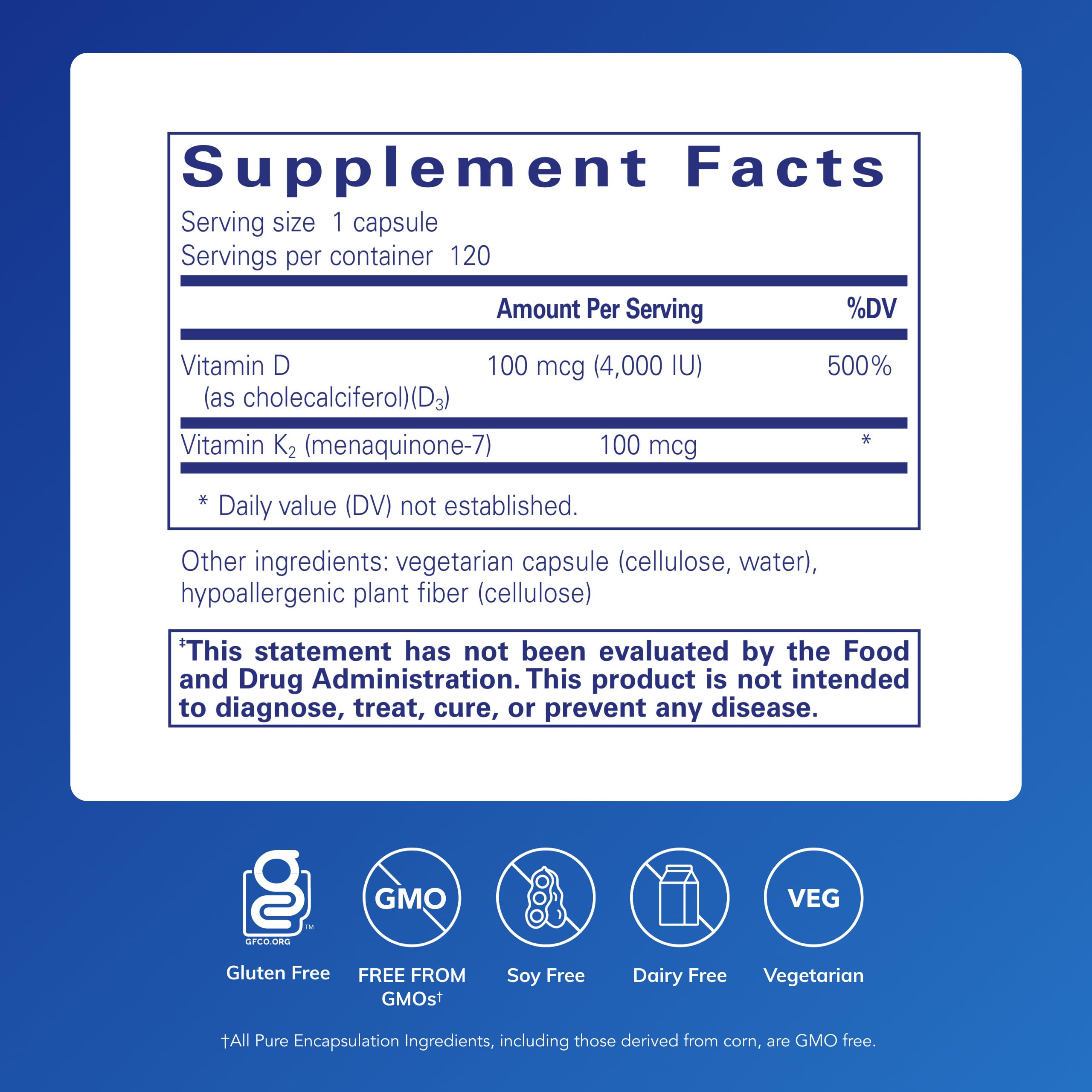 Pure Encapsulations Vitamin D3 & K2 capsules visible for convenient vascular health support.