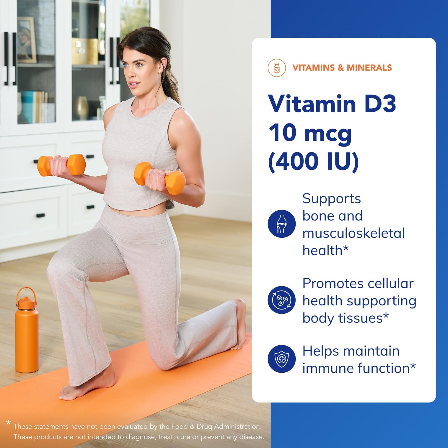 Vitamin D3 label details purity standards and allergen-free ingredients.