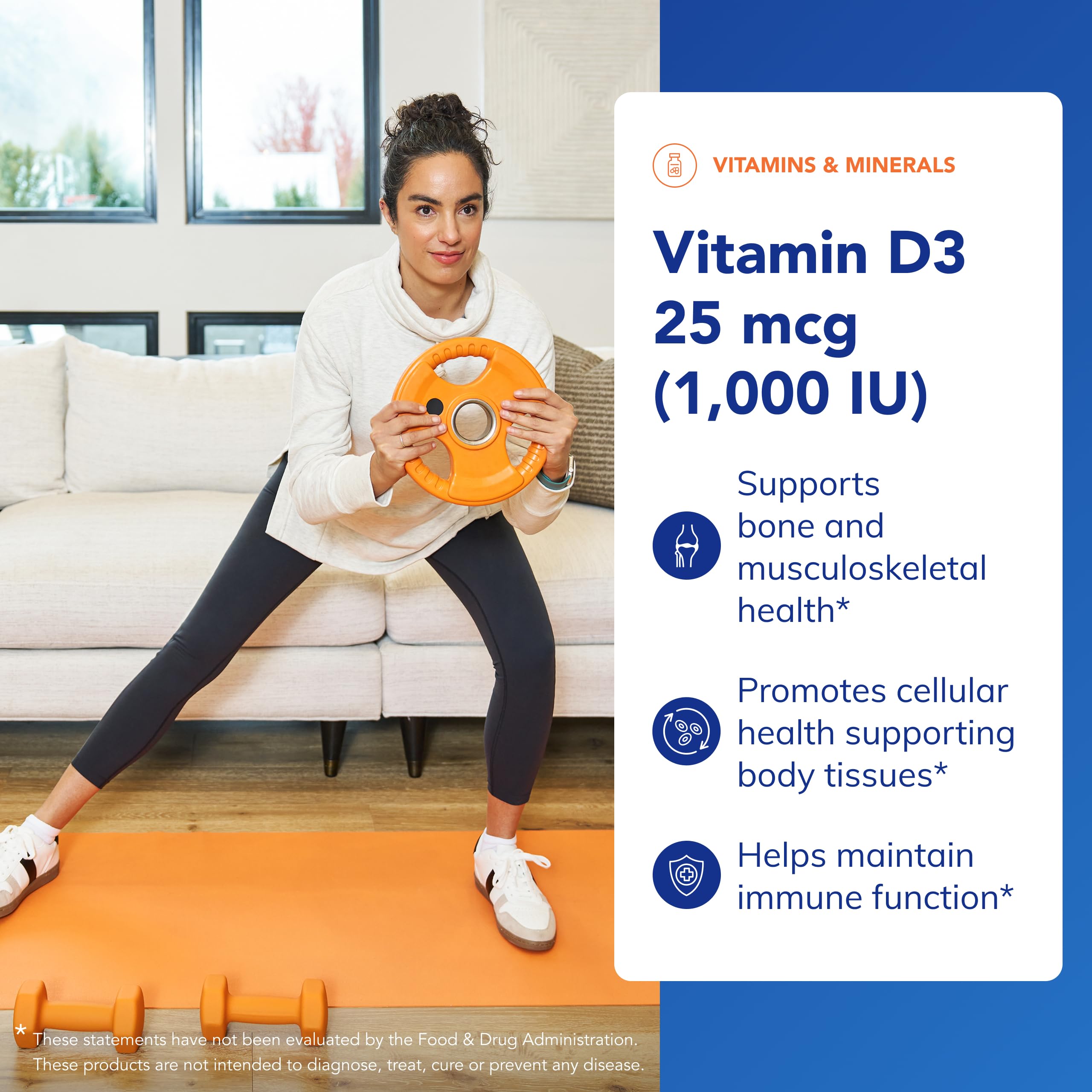 Label details show 120 capsules and premium Vitamin D3 potency.