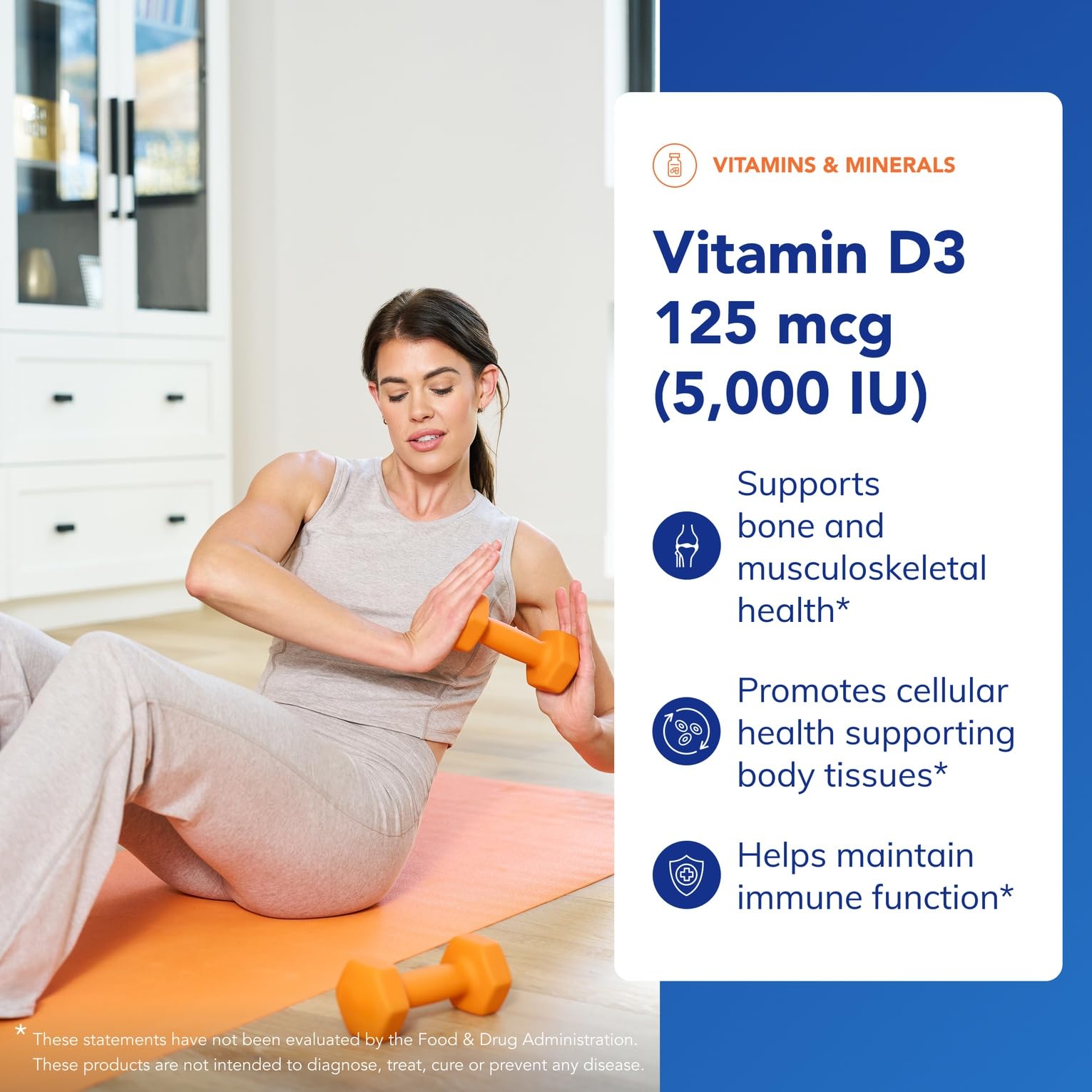 Label view showing dosage and ingredients for clear Vitamin D3 guidance.