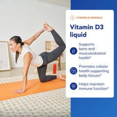 Pure Encapsulations Vitamin D3 Liquid serving drops on a measuring spoon.