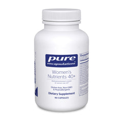 Pure Encapsulations Women's Nutrients 40+ bottle front for eye and urinary support.