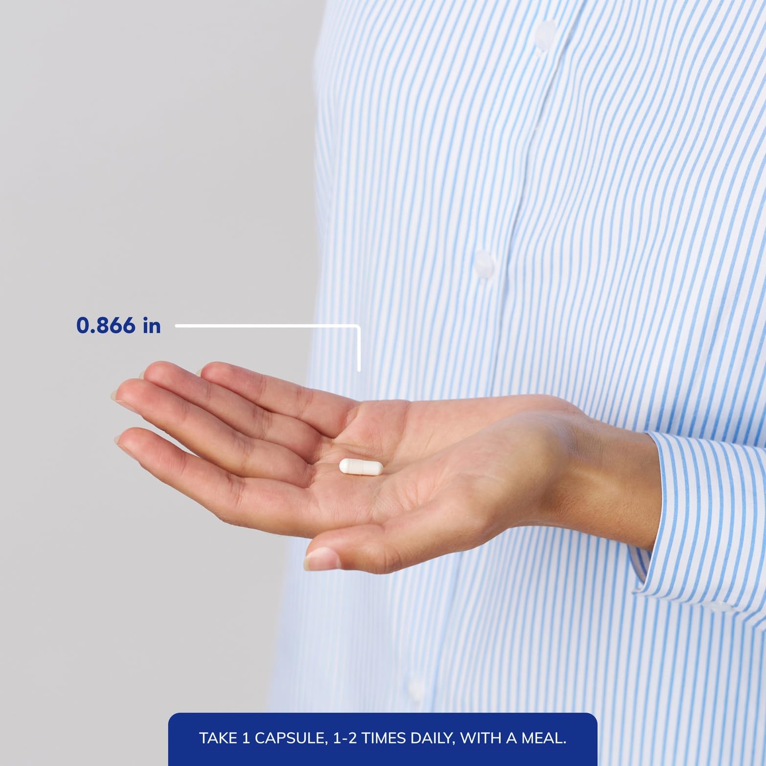Bottle top showcases easy daily dosing on the go.