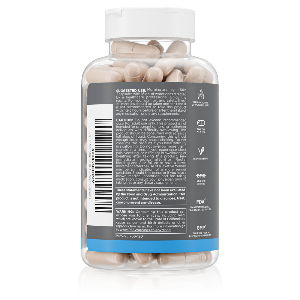 Pure for Men Stay Ready Fiber capsules close-up highlighting vegan digestive support