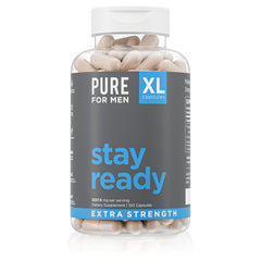 Pure for Men Stay Ready Fiber bottle with extra-strength formula supports regularity