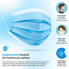 Pure Gem 3-ply disposable mask provides quick, convenient coverage on the go.