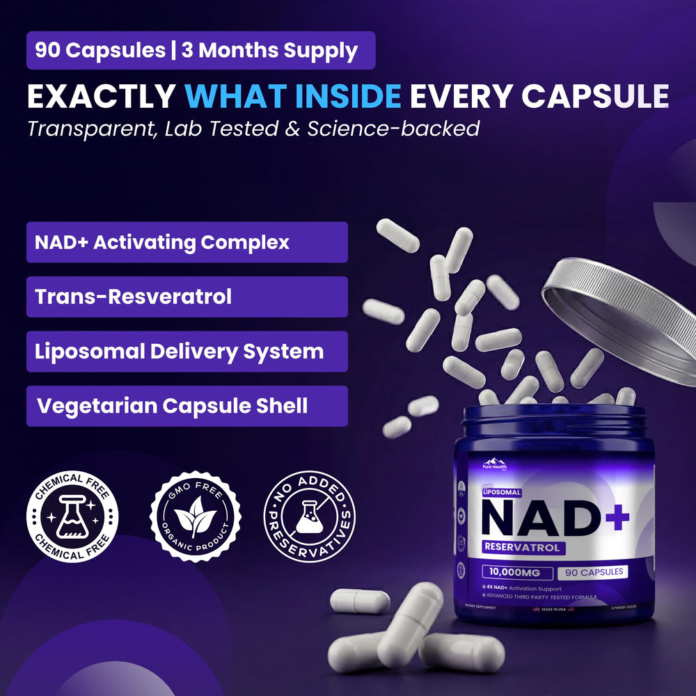 Label emphasizes NMN/NMNH alternative and antioxidant blend.