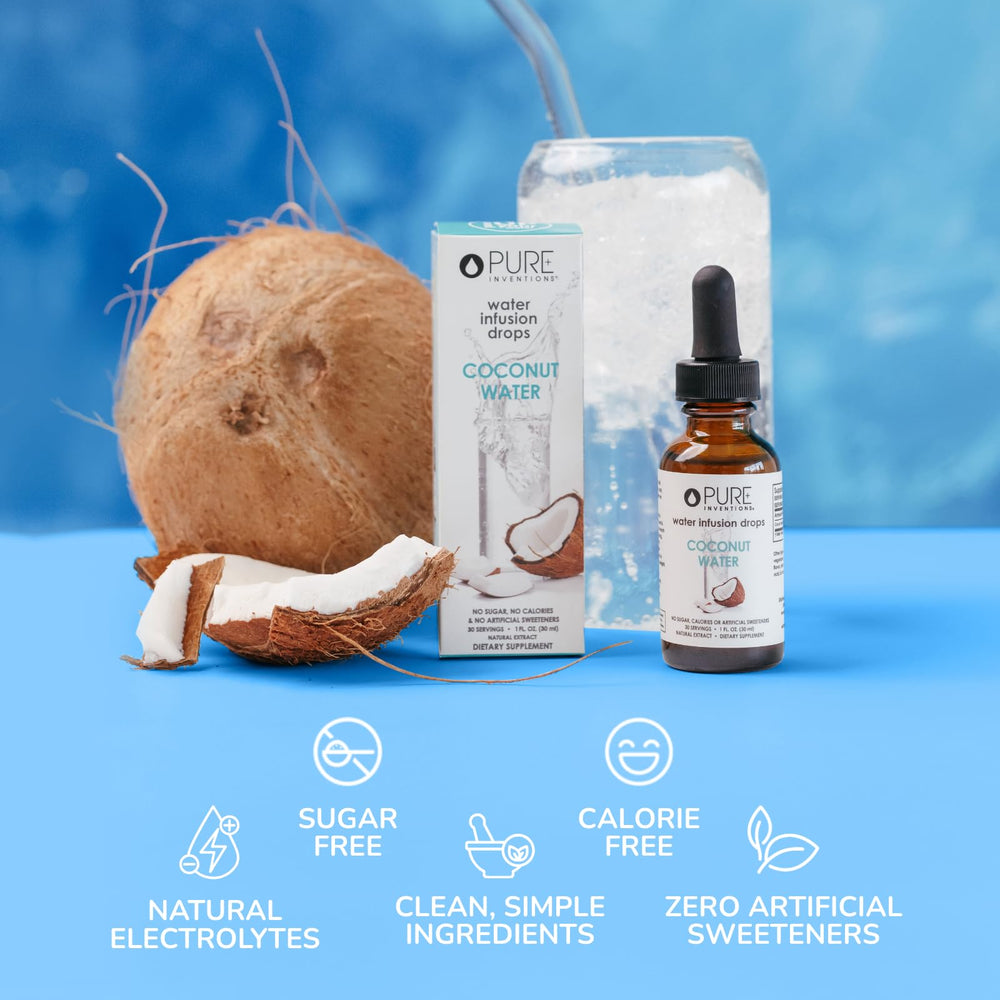 Natural coconut flavor detail from Lo Han and Stevia in Pure Inventions drops.