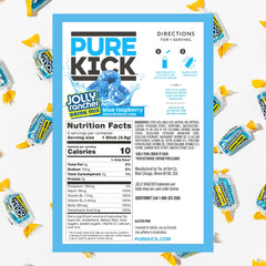 Blue raspberry Pure Kick stick shown inside convenient box.