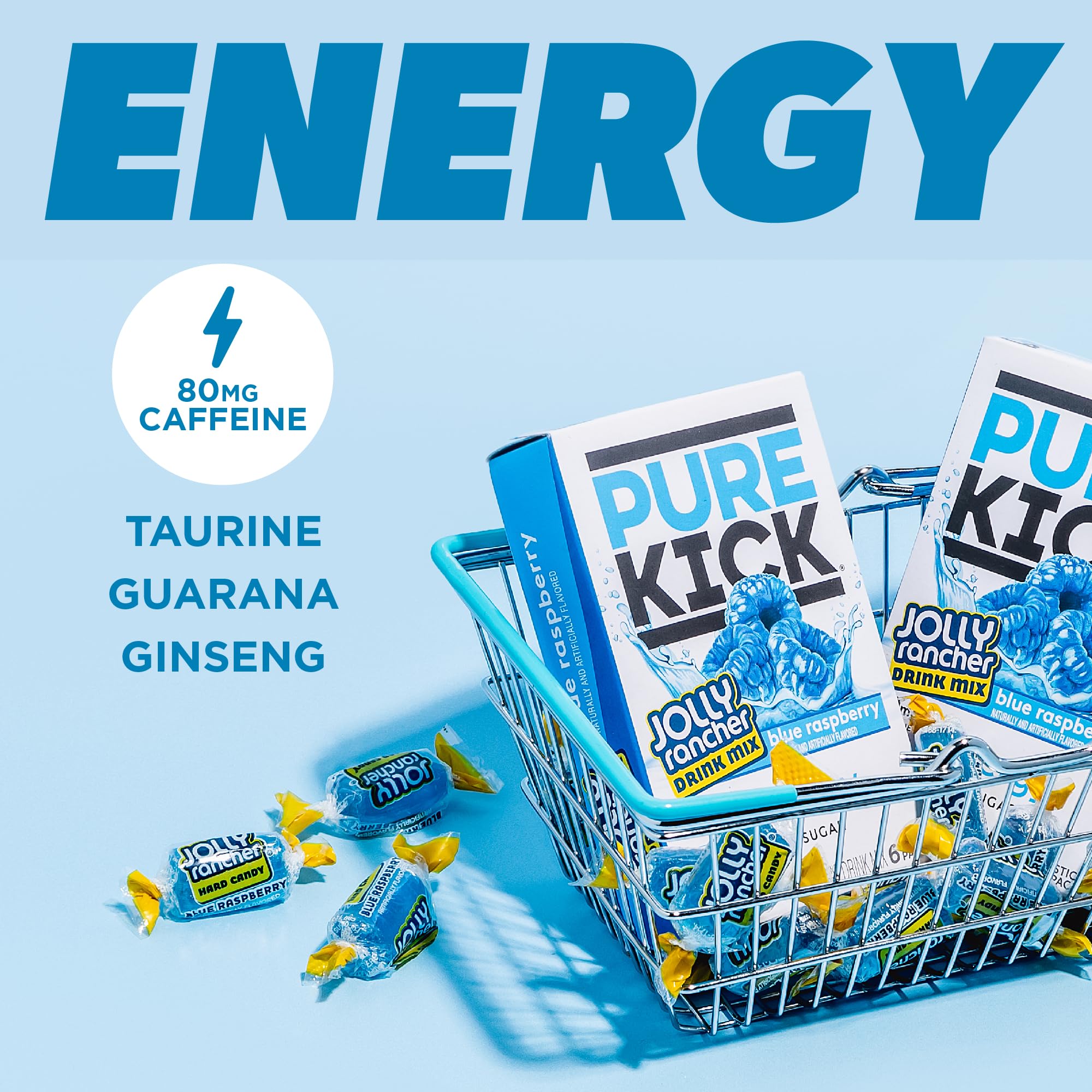 Box of 72 Pure Kick packets displayed for on-the-go energy.