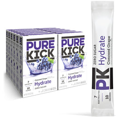 PURE KICK Concord Grape bottle pour for quick hydration on the go.