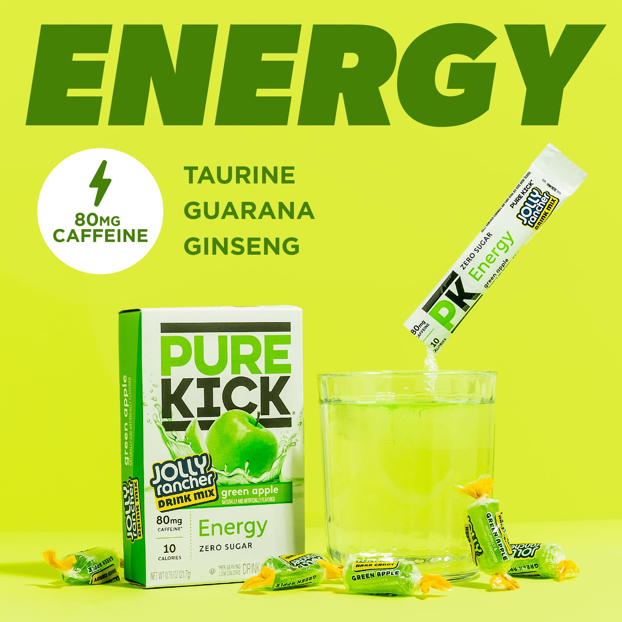 Pure Kick dissolving in water to create a low-calorie caffeinated beverage.