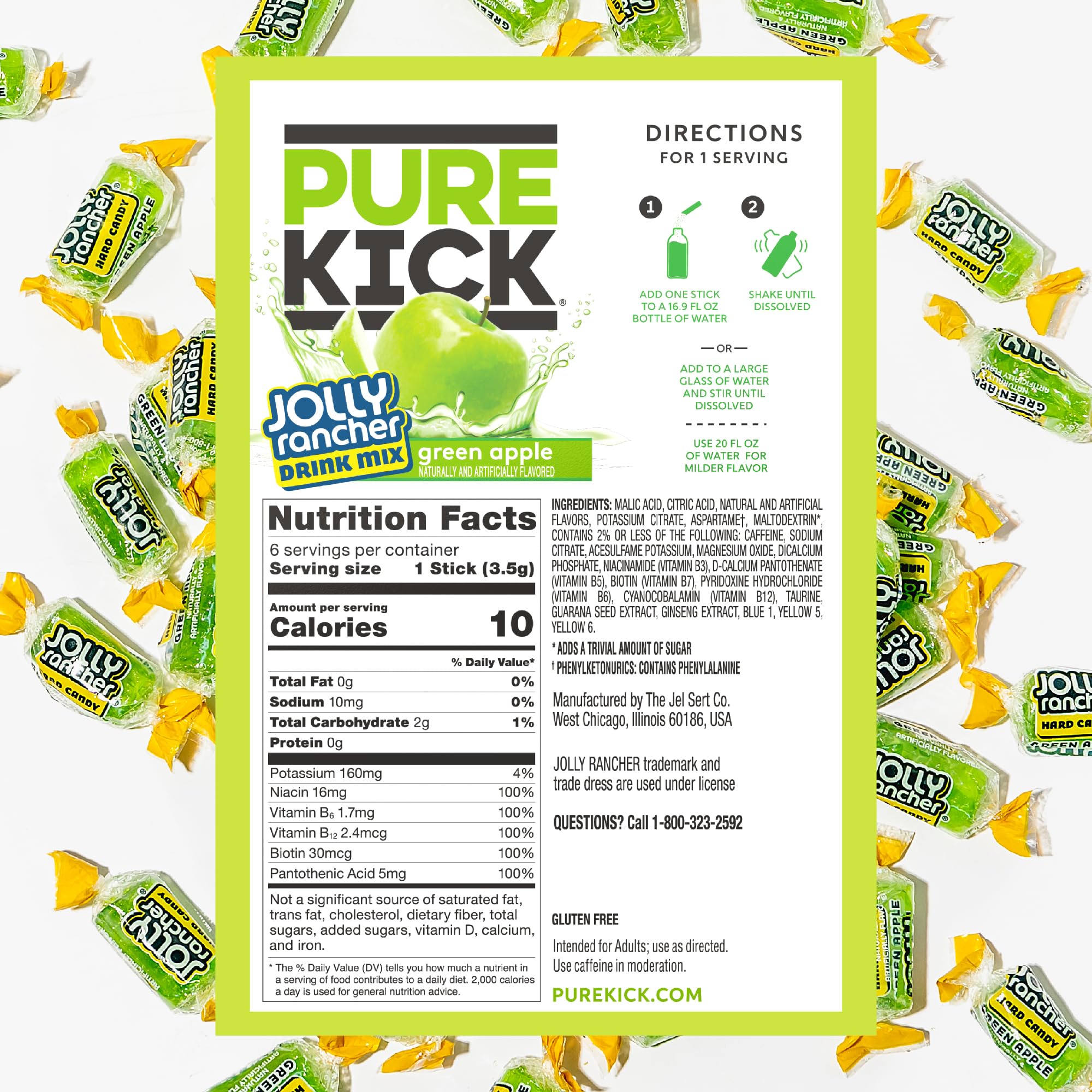 Pure Kick energy stick inside the box ready to mix with water for a quick boost.