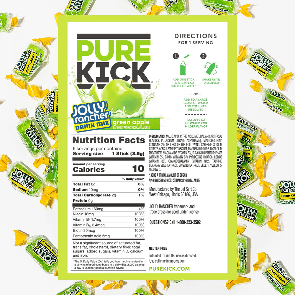 Pure Kick energy stick inside the box ready to mix with water for a quick boost.