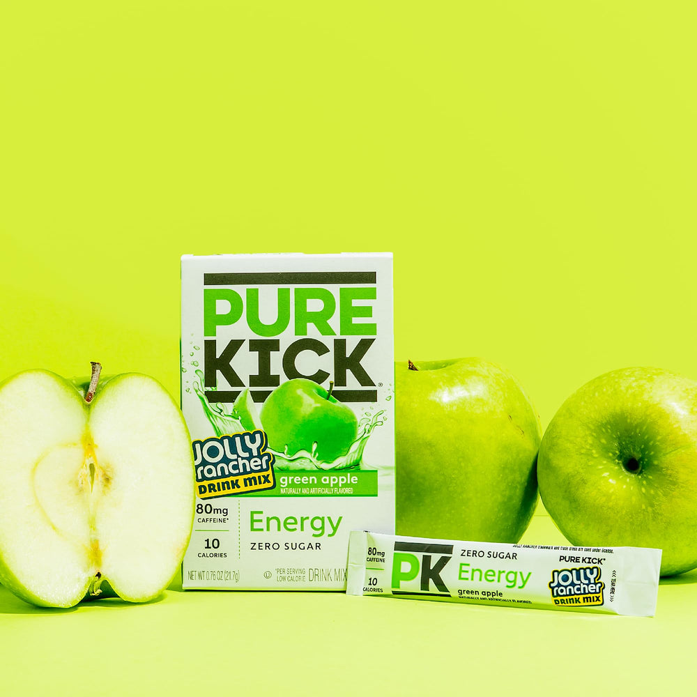 Close-up of Pure Kick vitamins and caffeine for daily energy support.