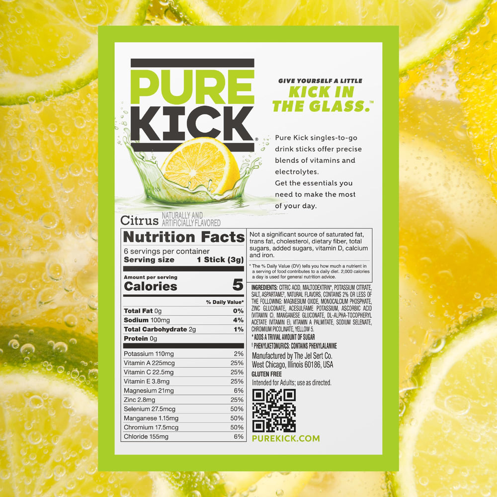Pure Kick Hydration Citrus packet open ready to mix fast