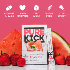 Bottle ready with Pure Kick Hydration Strawberry Watermelon after mixing
