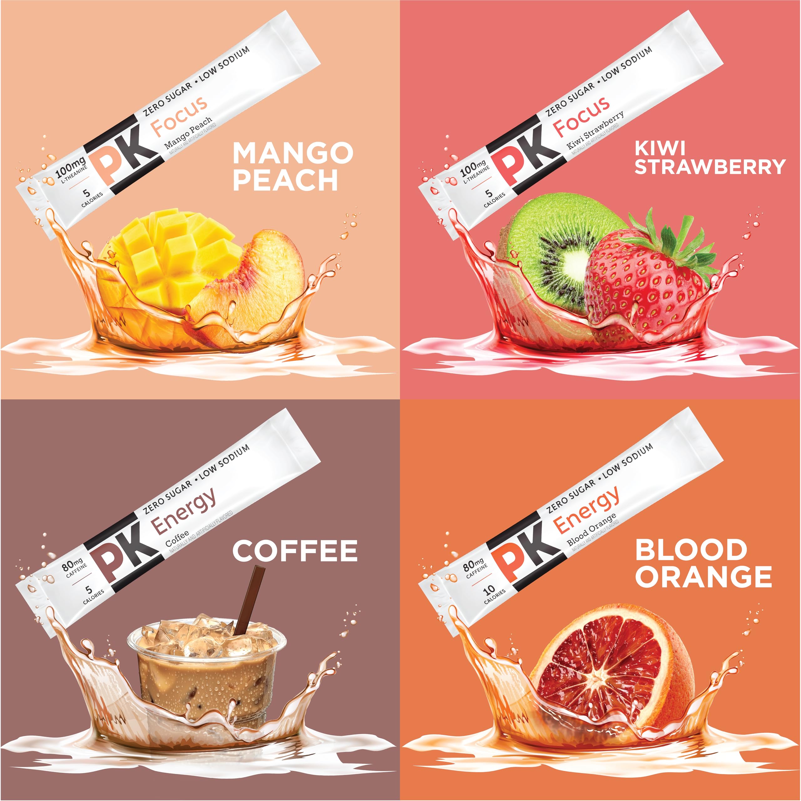 PURE KICK Peach Mango drink mix packet with tropical flavor and energy lift.