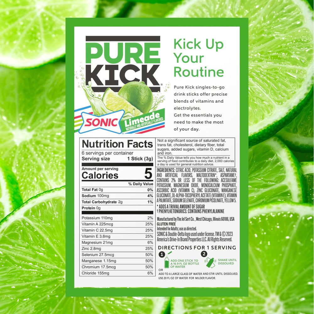 Pure Kick Sonic Limeade boxes shown for convenient on the go hydration