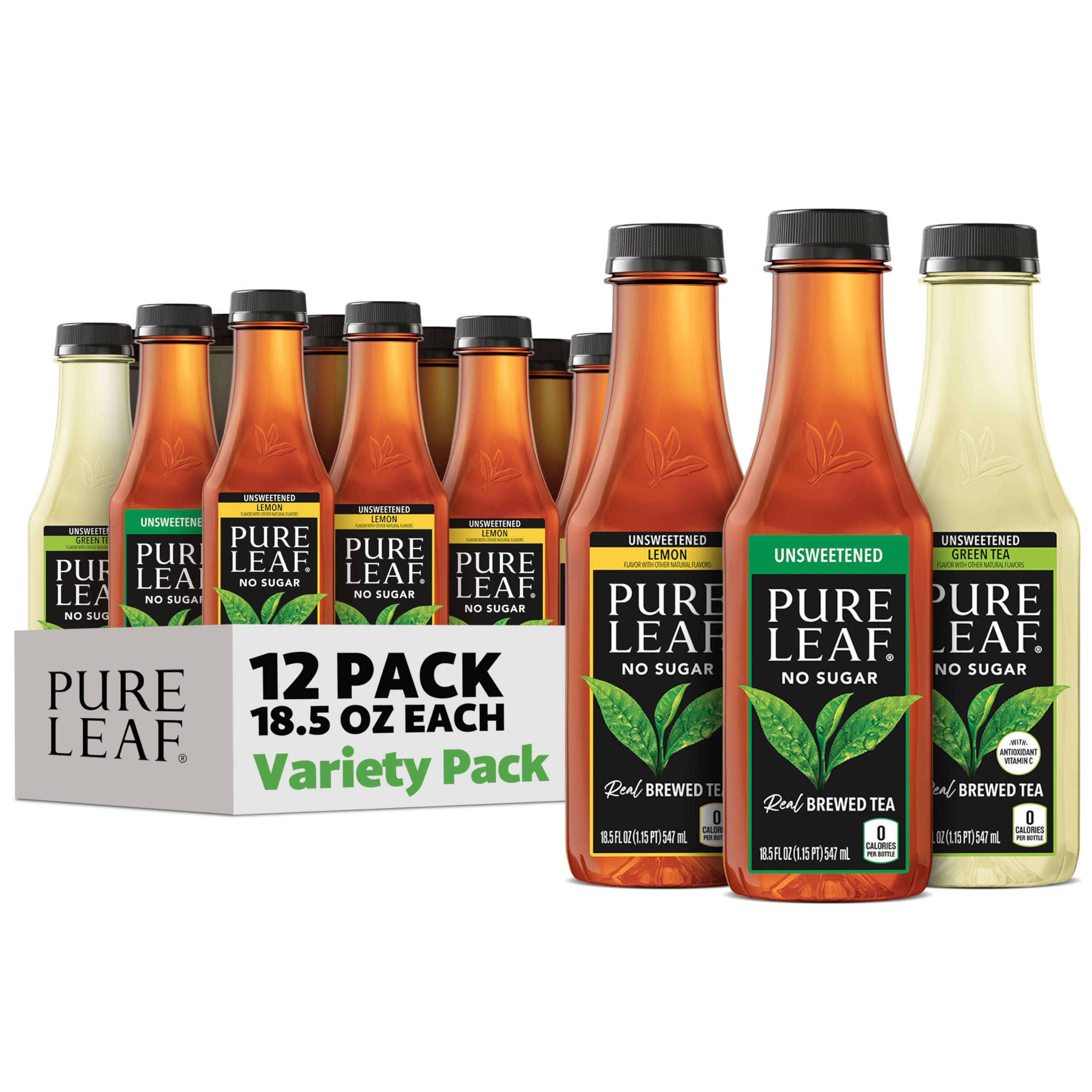 Pure Leaf unsweetened black tea bottle for a zero-calorie refreshment.
