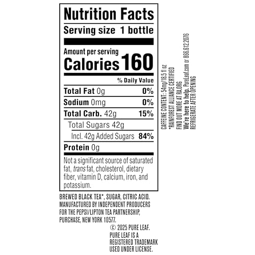 Pure Leaf Sweet Tea bottle front label shows natural ingredients.