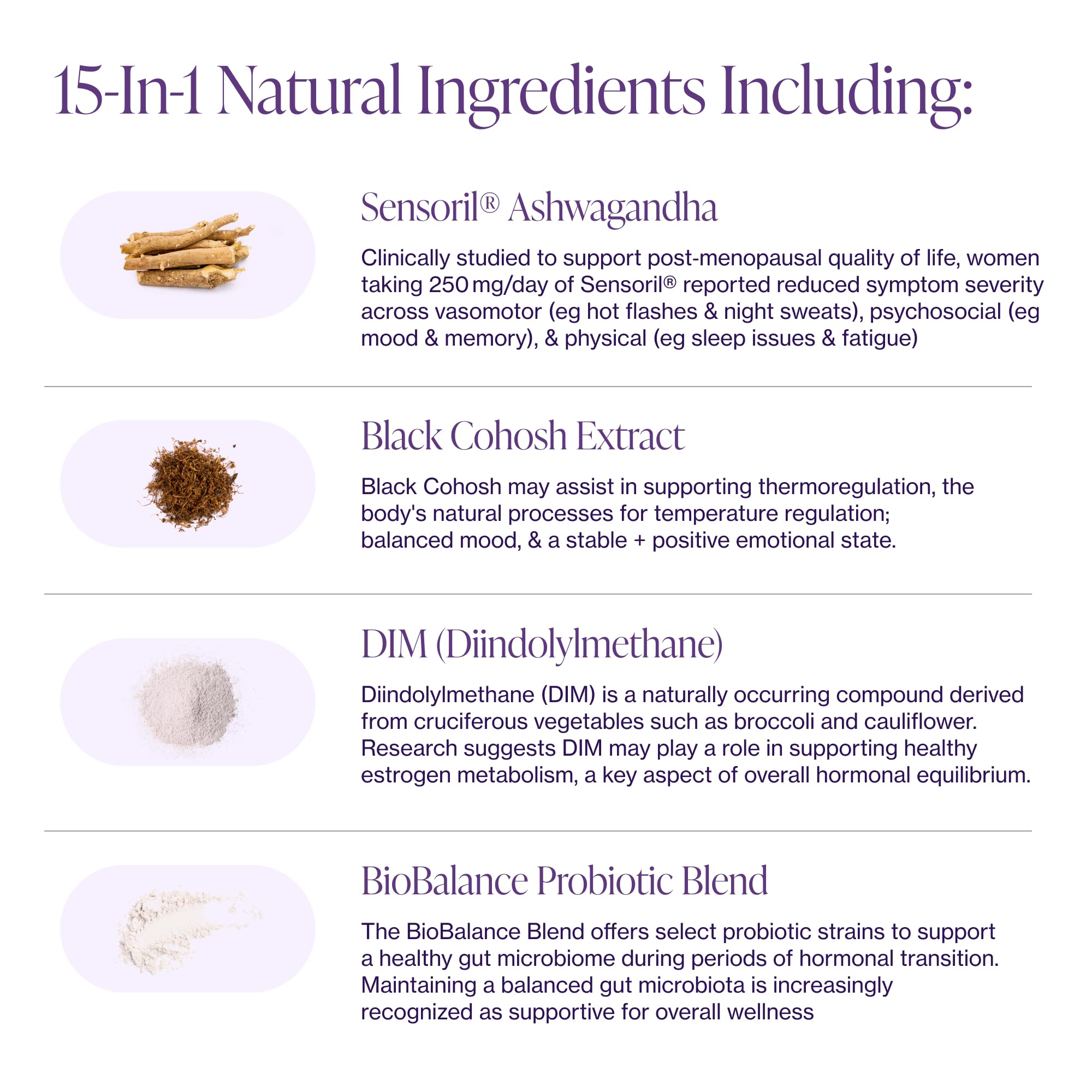 Pure Micronutrients menopause label closeup showing plant-based ingredients and vegan formula.