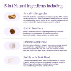 Pure Micronutrients menopause label closeup showing plant-based ingredients and vegan formula.