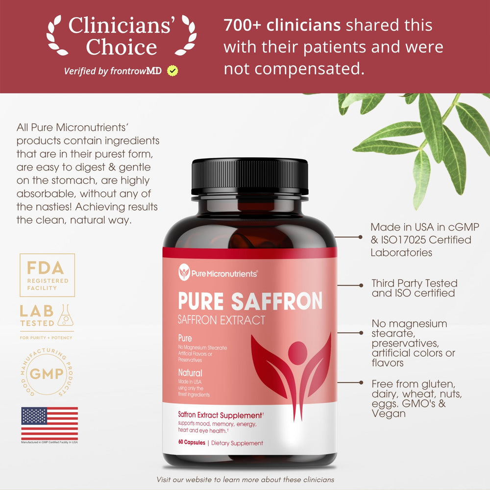 Pure Micronutrients saffron bottle on kitchen counter for daily use