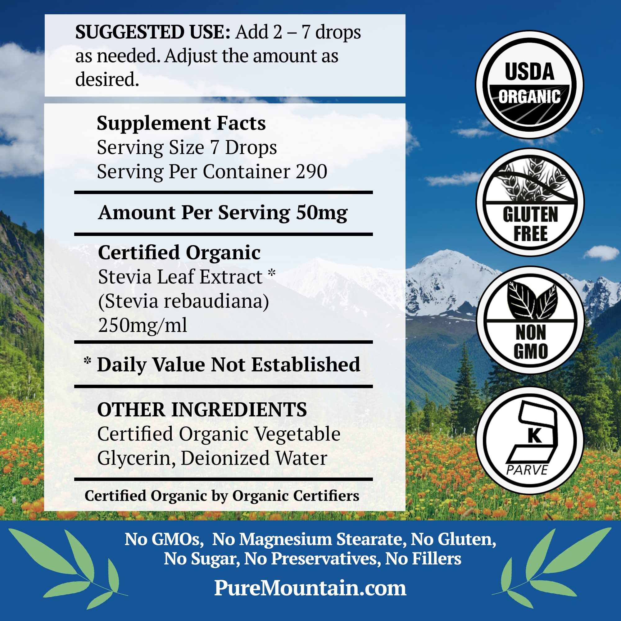 Coffee use: Pure Mountain Botanicals Stevia Drops enhances flavor without calories.