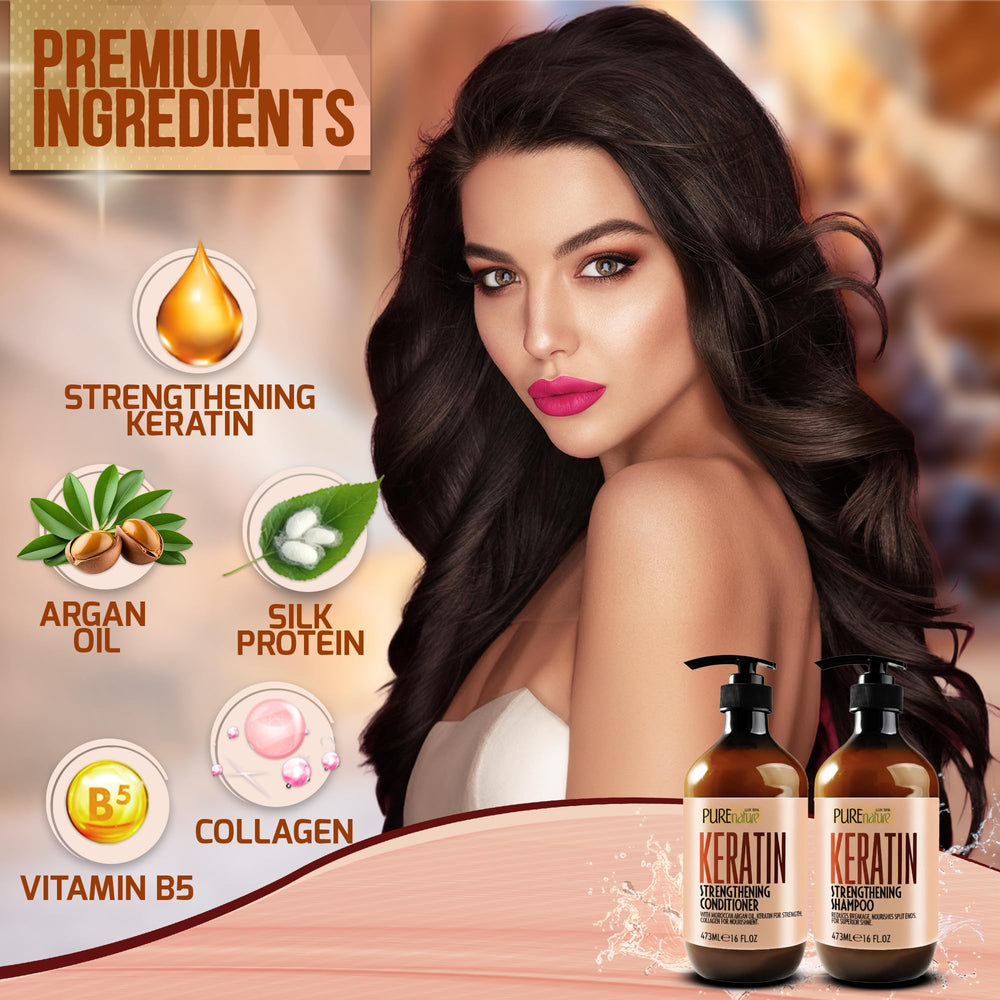 Pure Nature Lux Spa hair close-up reveals silky, manageable strands.