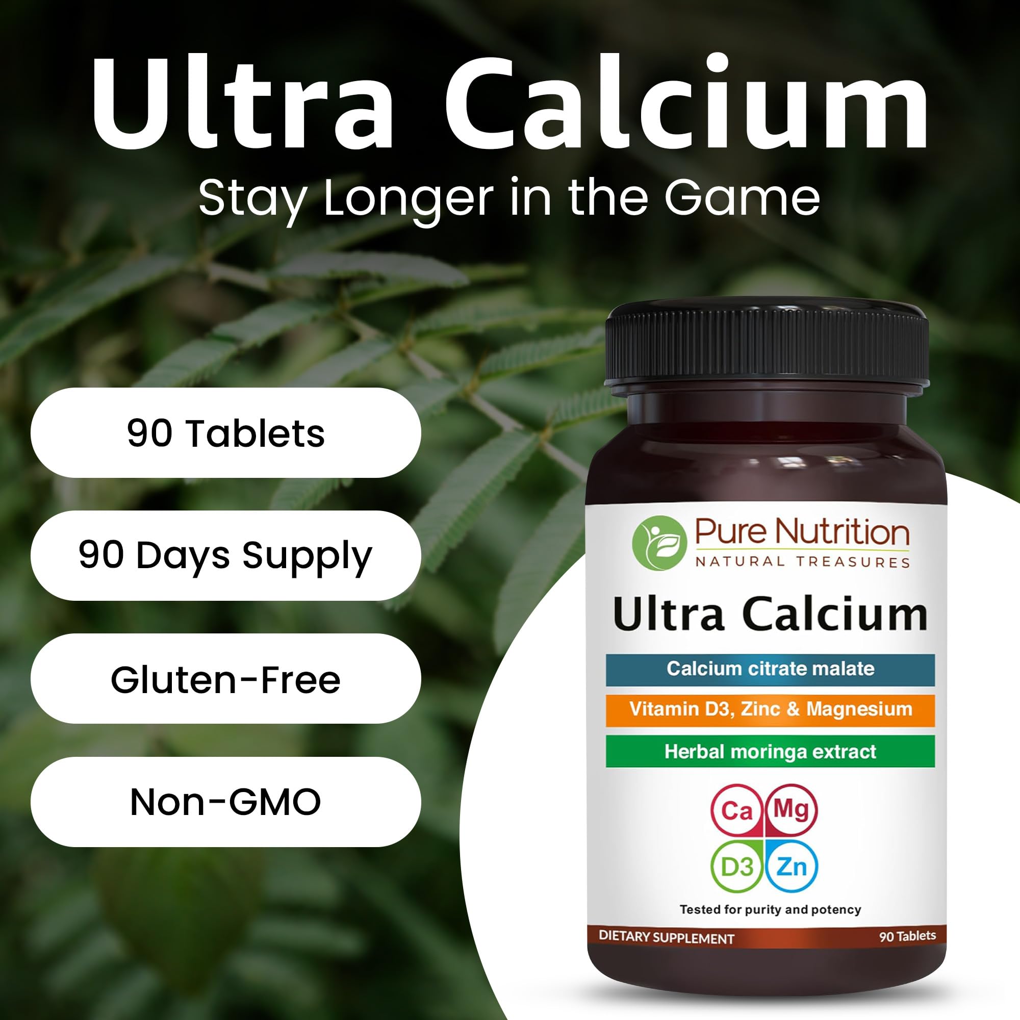 Pure Nutrition Natural Treasures Ultra Calcium bottle in morning light for daily routine