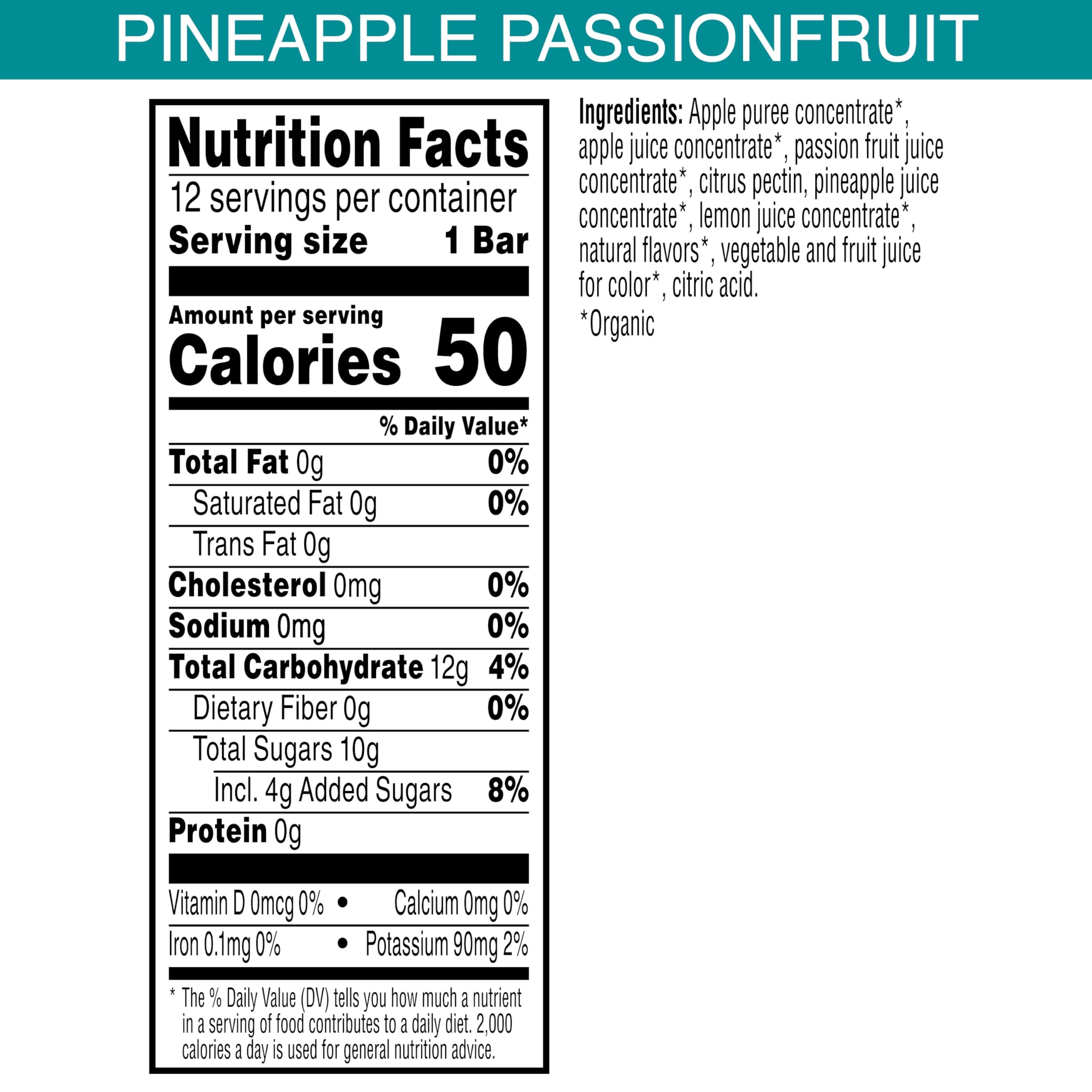 Pure Organic bar open to reveal layered fruit sections, vibrant colors