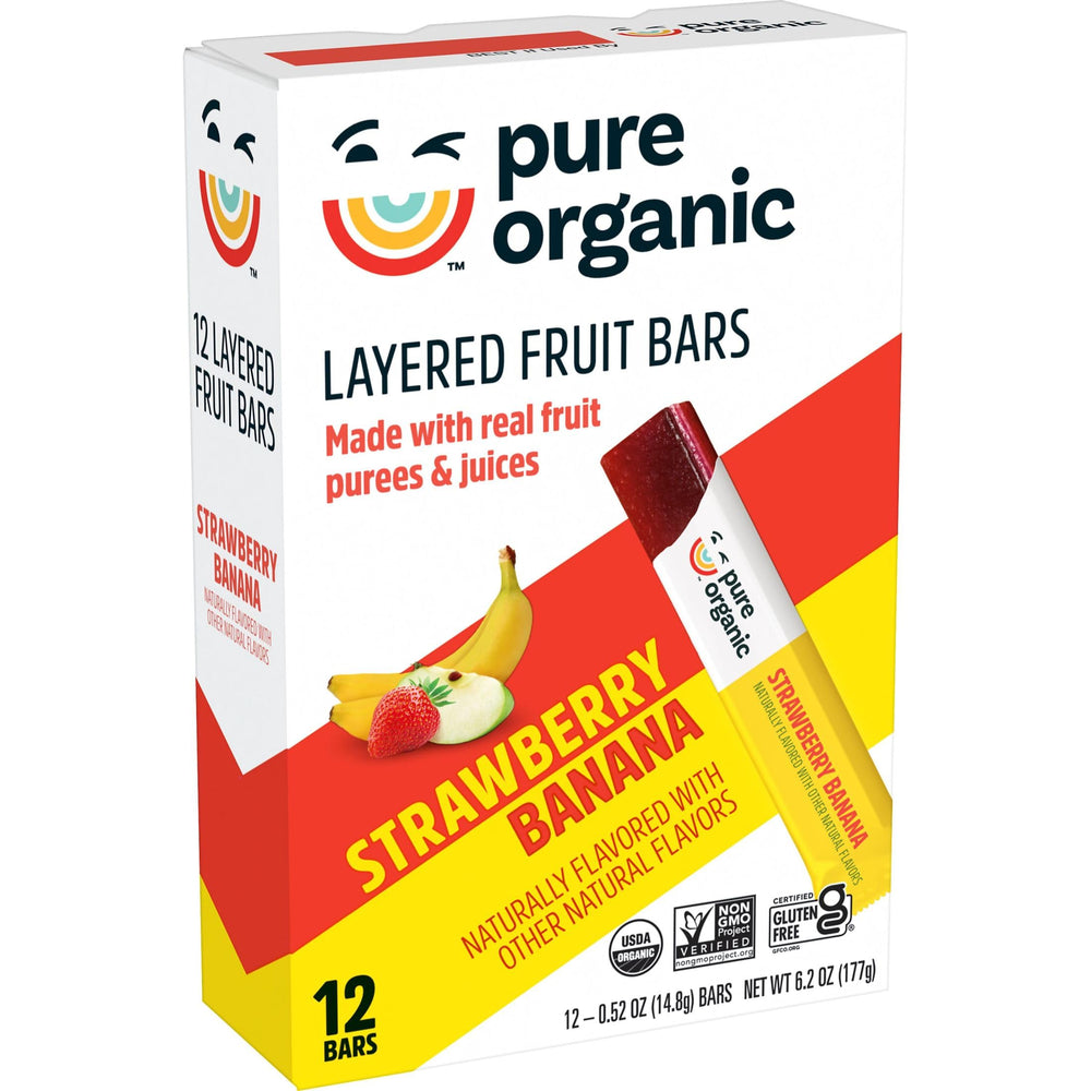 Pure Organic Strawberry Banana bars two-box set ready for sharing