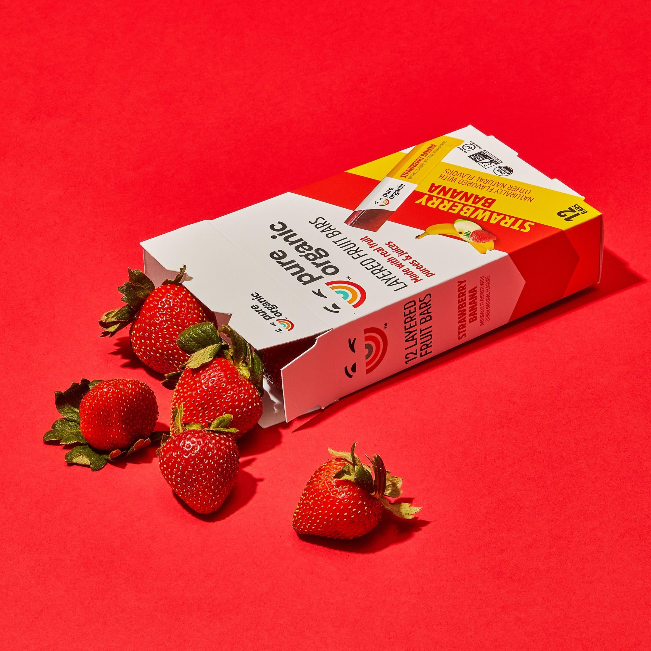 Pure Organic Strawberry Banana bars individually wrapped for purse or bag