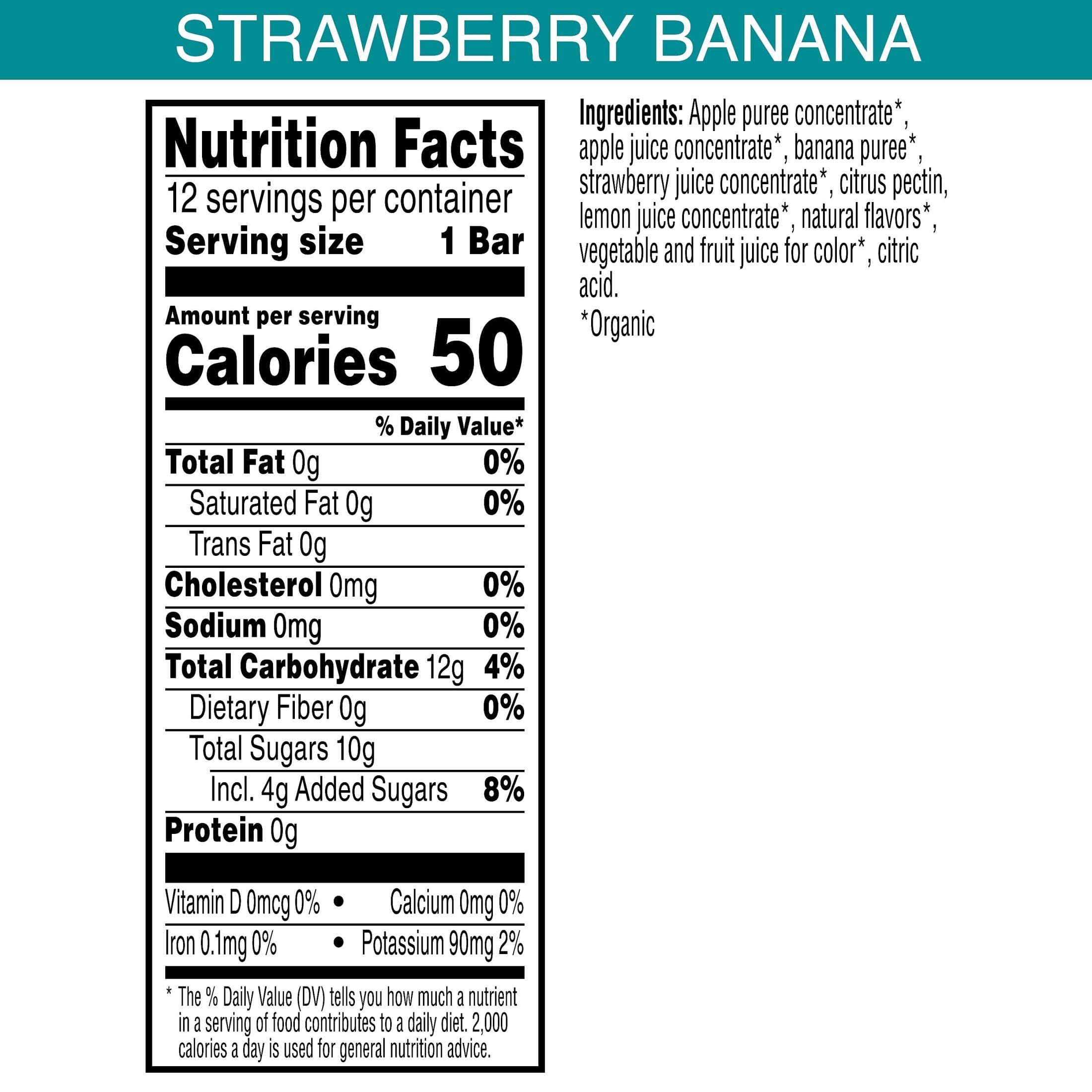 Closeup of Pure Organic Strawberry Banana layered bars showing vibrant fruit layers