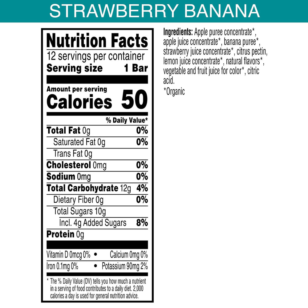 Closeup of Pure Organic Strawberry Banana layered bars showing vibrant fruit layers