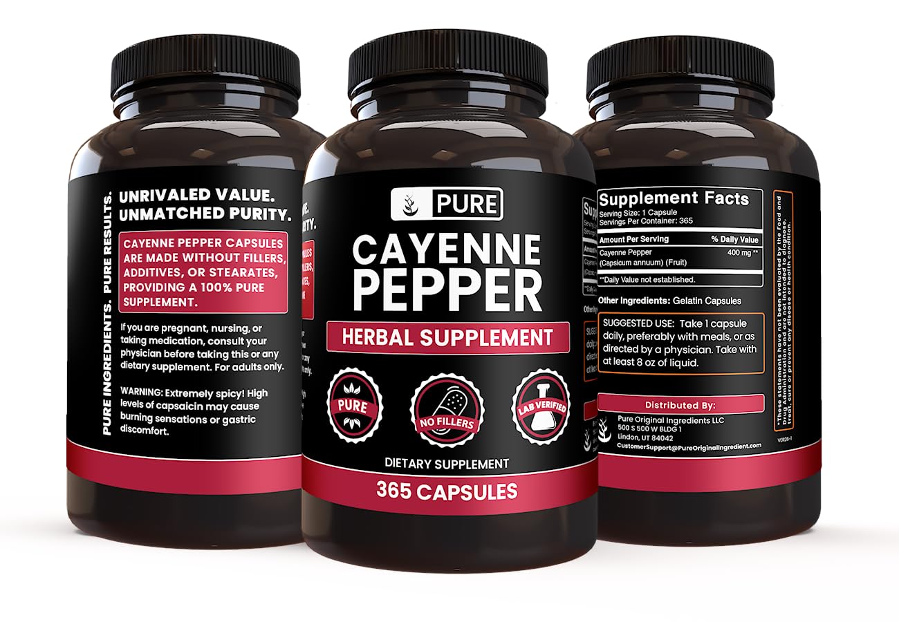 Pure Original Ingredients Cayenne Pepper capsules dosage information for easy planning