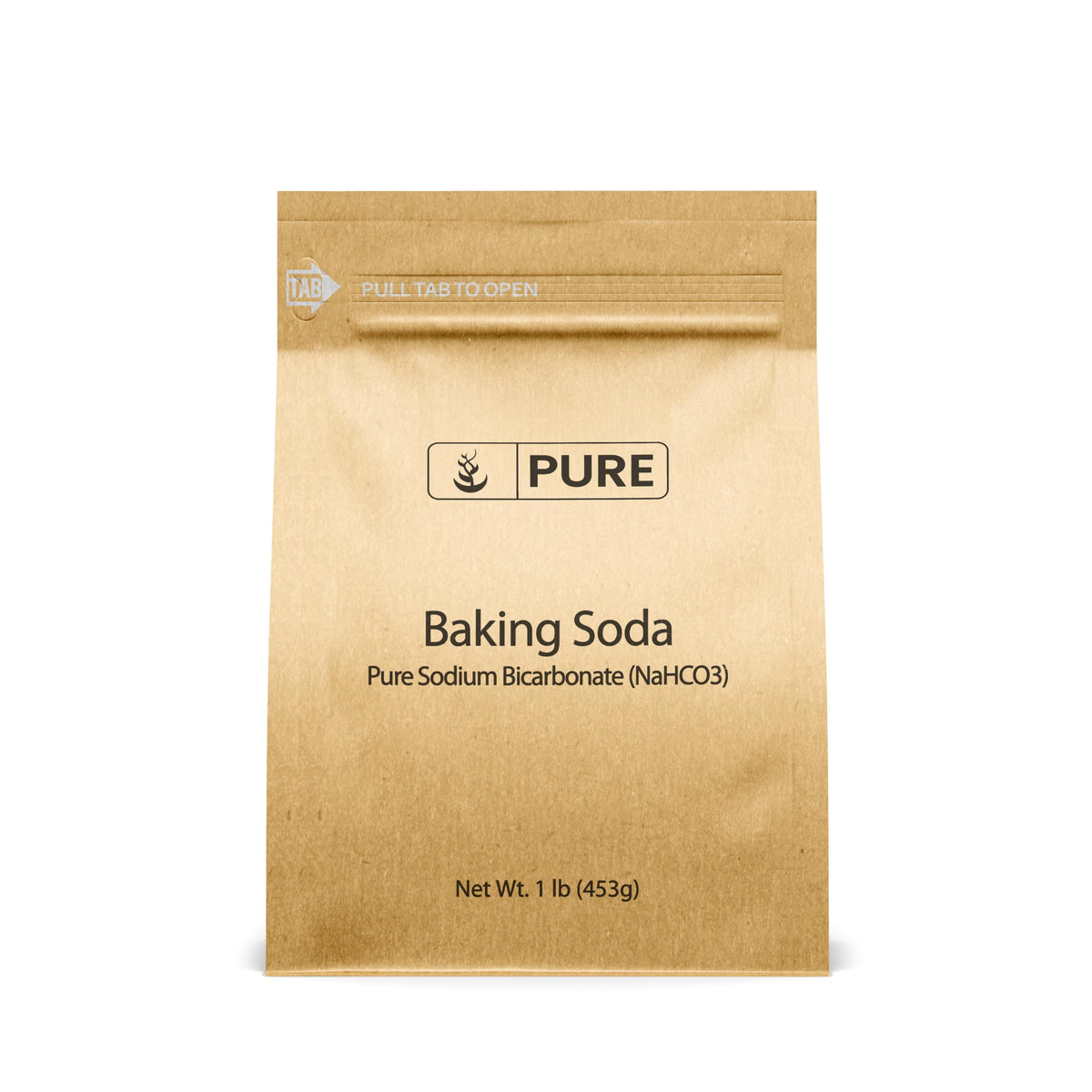 Pure Original Ingredients baking soda 1lb package, eco-friendly packaging for kitchen tasks.
