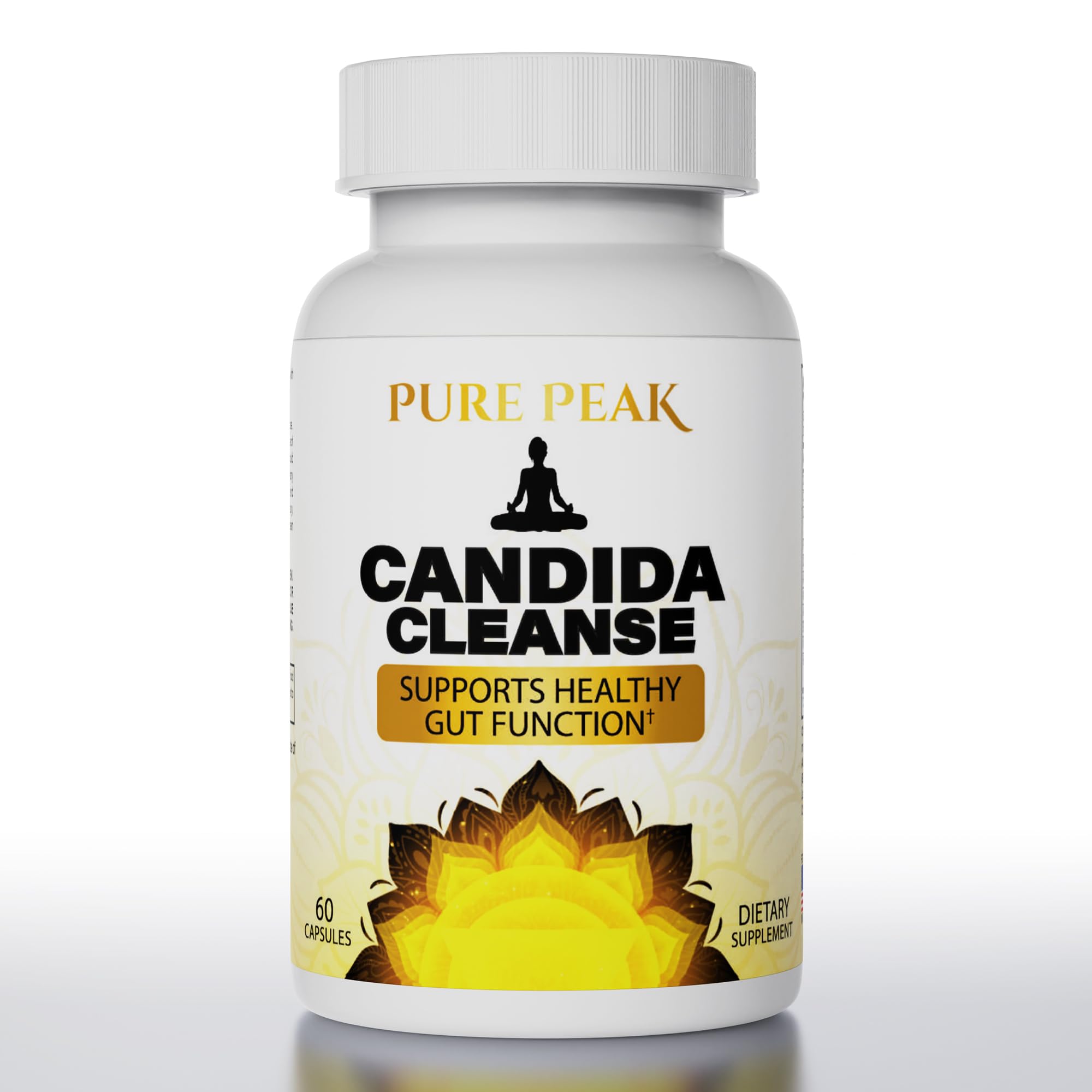 Pure Peak Candida Cleanse bottle front view suggests gut balance support.