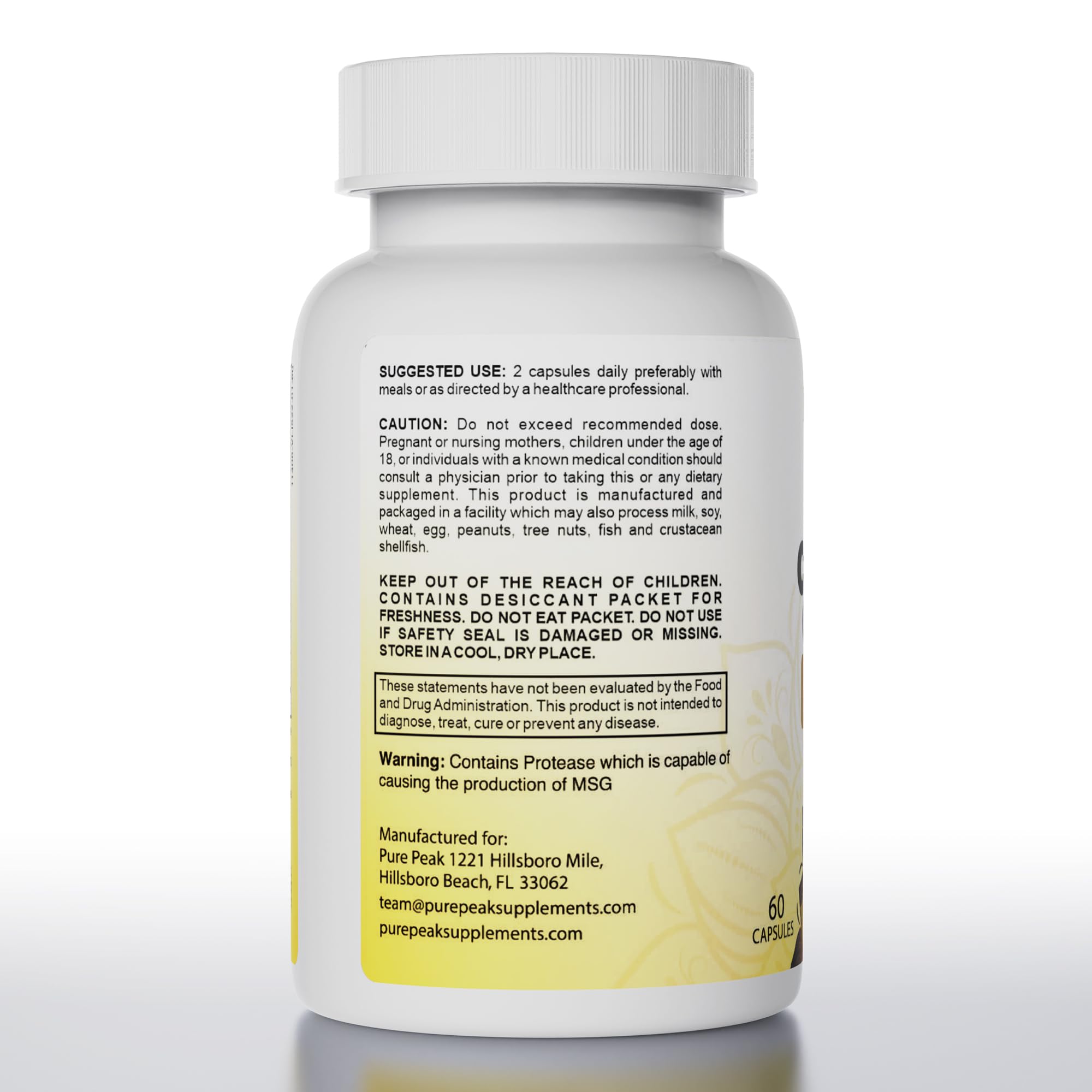Pure Peak Candida Cleanse capsules close-up illustrating daily gentle use.