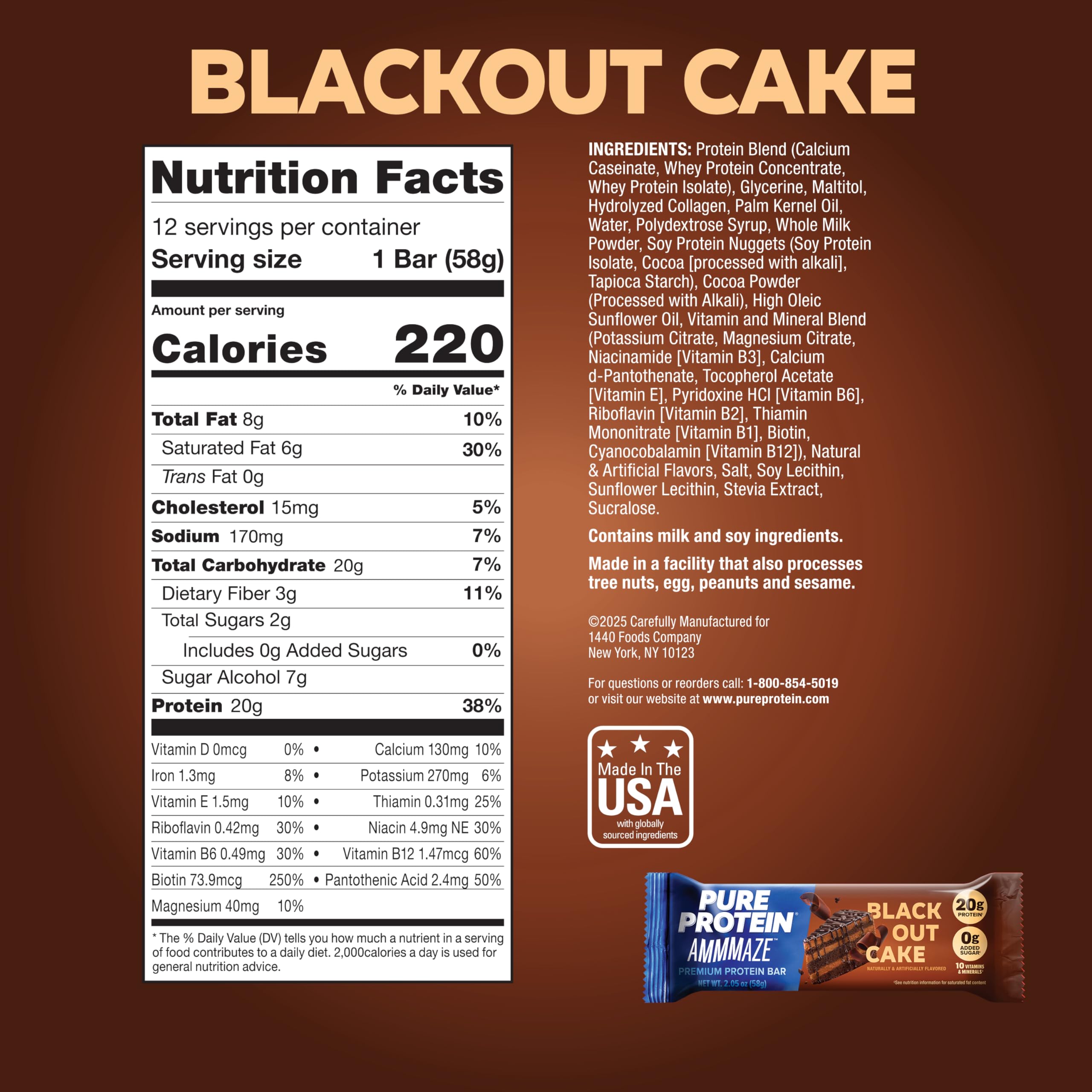 Pure Protein AMMMAZE Blackout Cake Bar close-up of crunchy topping