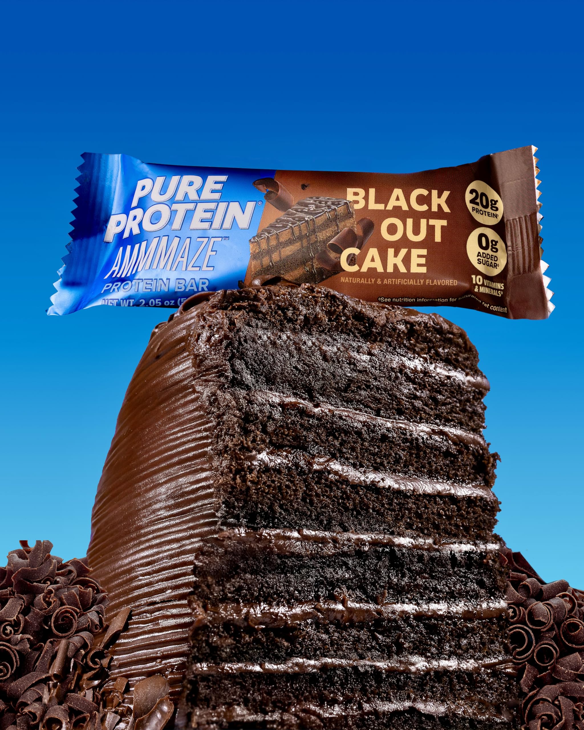Pure Protein AMMMAZE Blackout Cake Bar portable packaging ready for gym bag